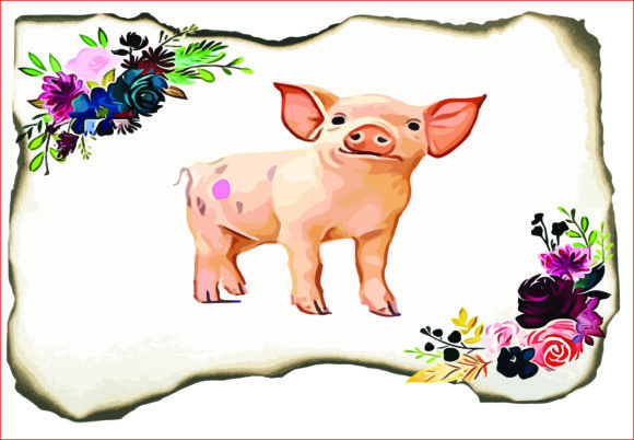 Enhance Your Creations with Pig Floral, Old Paper PNG