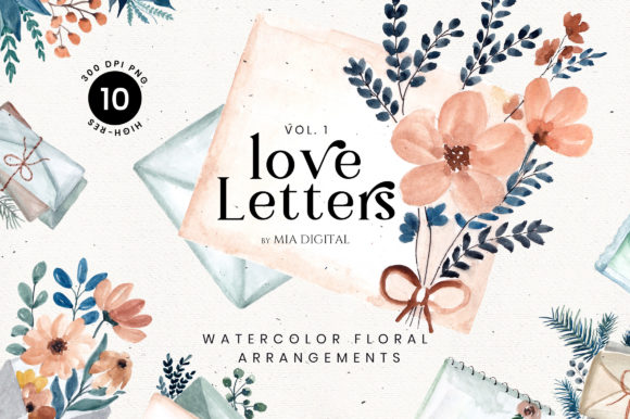 Enhance Your Designs with Watercolor Floral Envelope Clipart