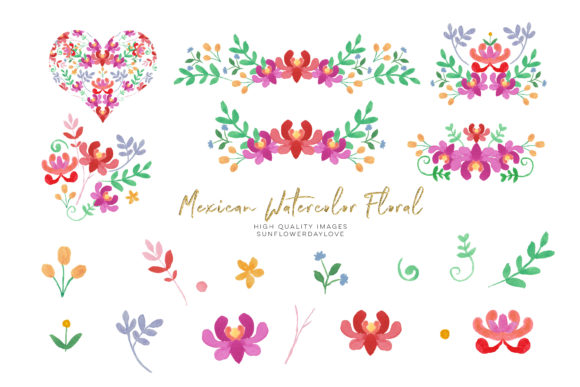 Explore Mexican Watercolor Red Floral Clipart