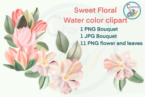Explore the Charm of Sweet Floral Watercolor Clipart Set 1