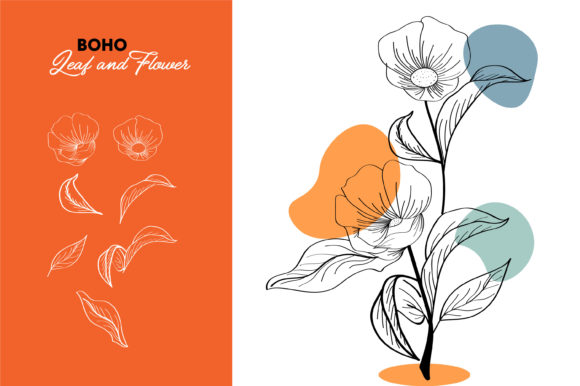Floral Line Art with Leaf: A Versatile Design Solution