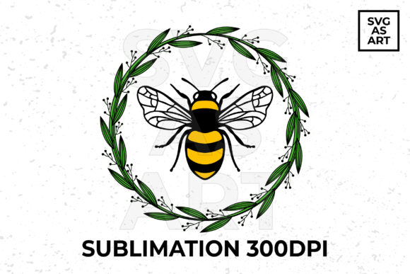 Strategic Use of Bee in a Floral Wreath PNG Sublimation for Enhanced Branding and Productivity