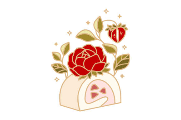 Strawberry and Rose Floral Cake Clipart: A Versatile Design Element for Your Creative Projects